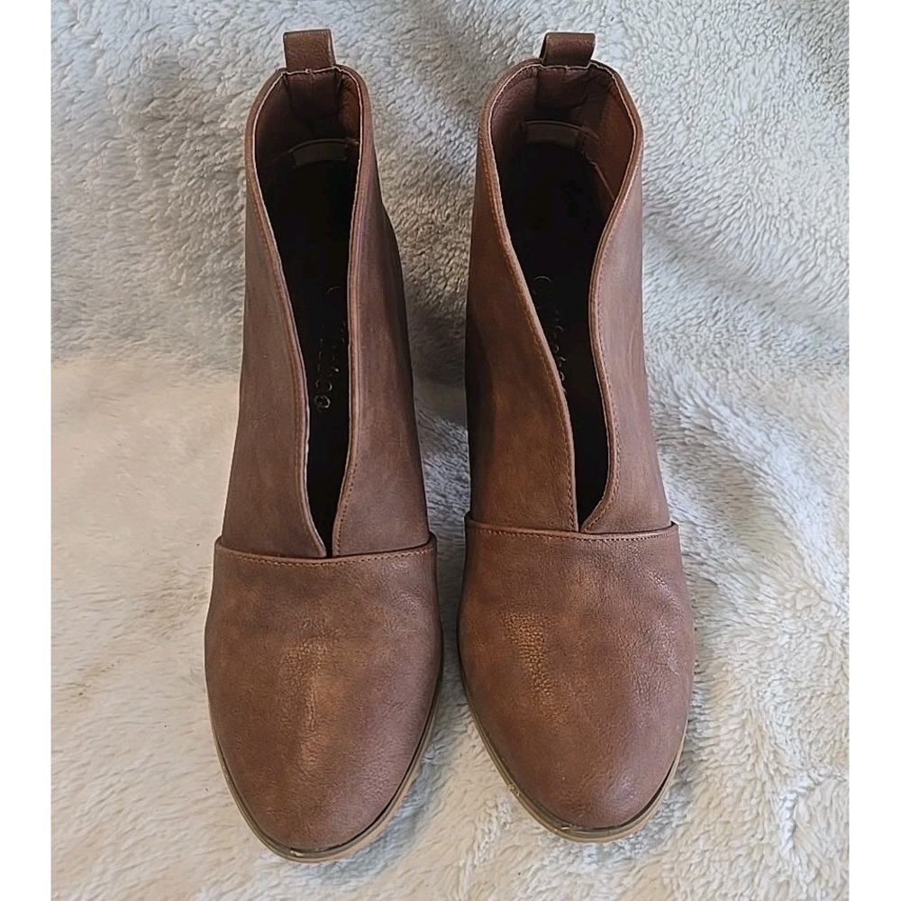 Weeboo Ankle Booties Shoes‎ Chunky Stacked Heels Brown Womens Size 9 Fall Autumn